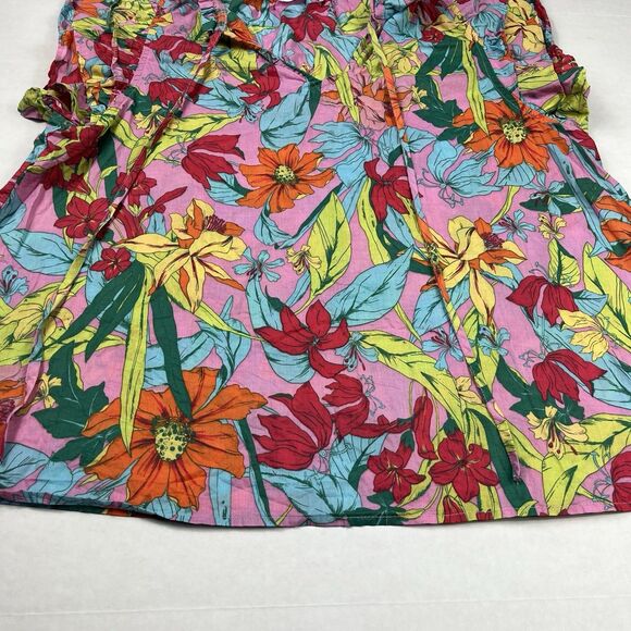 Avara Blouse Large Boho Floral Print Ruffle Sleeve Tropical Resort Casual Top - Picture 3 of 11